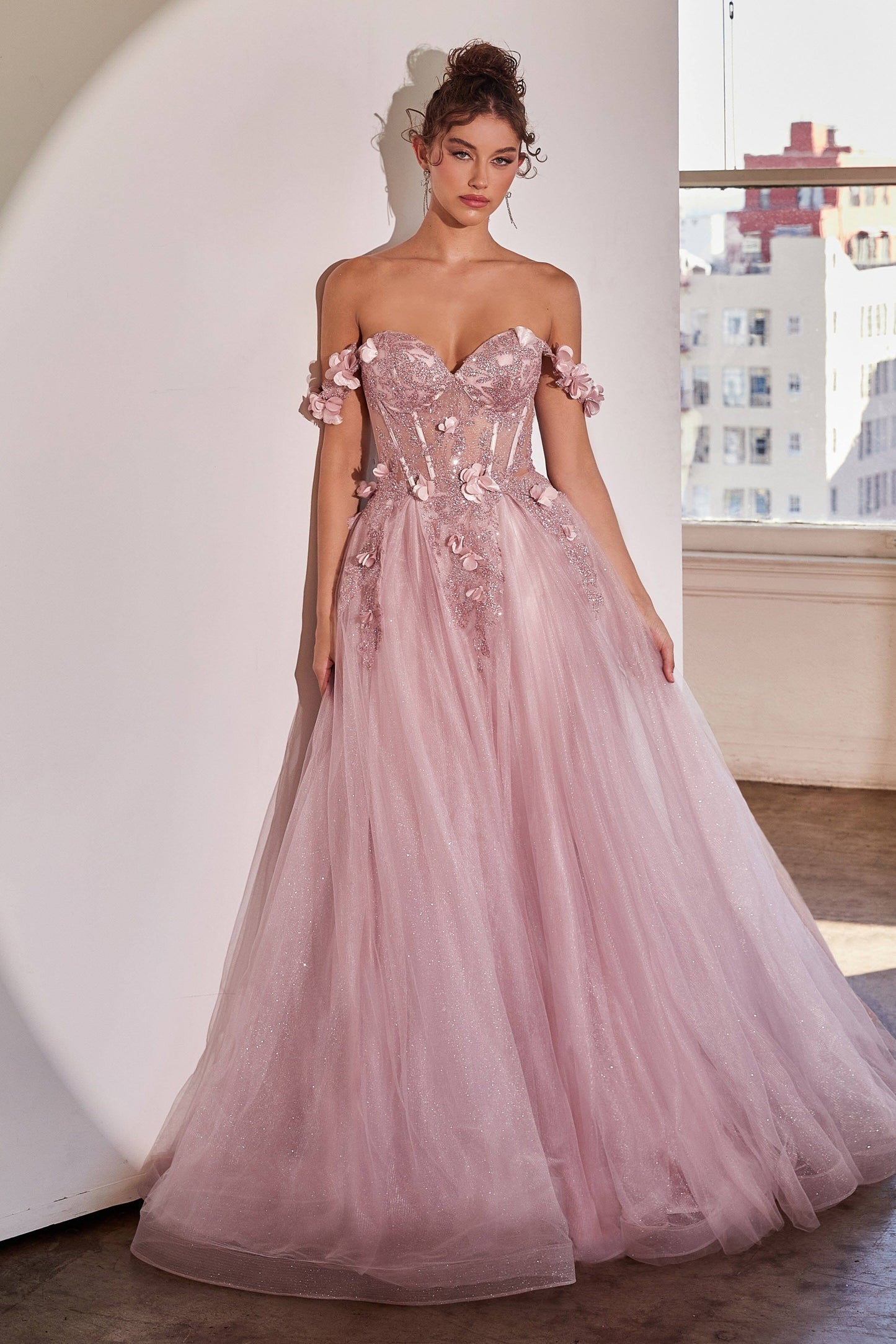 Off Shoulder A-line Tulle Fabric Prom Dress 3D Lace Embroidery Vestidos De Novia Elegant Heart Shaped Neck robes de soirée