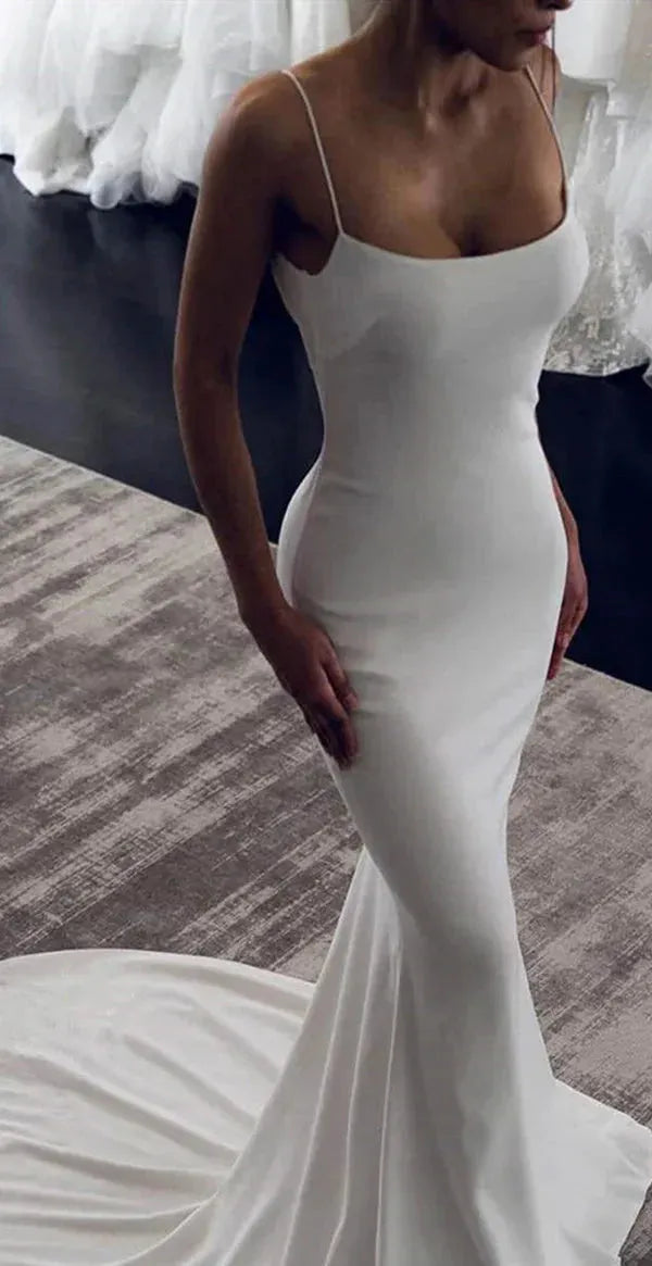 LoveDress Elegant Spaghetti Straps Mermaid Wedding Dresses For Brides Simple Open Back Sexy Bridal Gowns Robe De Mariee 14w