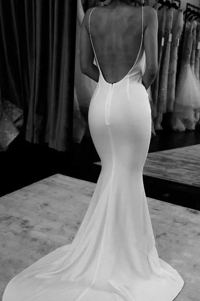 LoveDress Elegant Spaghetti Straps Mermaid Wedding Dresses For Brides Simple Open Back Sexy Bridal Gowns Robe De Mariee 14w