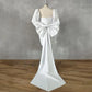 Sayang puff lengan lipatan gaun pengantin pendek sarung busur di atas lutut mini gaun pengantin custom dibuat