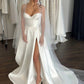 Dramatic full skirt Wedding Dress  Satin Bridal Gown Skirt Vestido De Novia Bow Court Train Dress