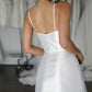 V-Style Neckline Wedding Dress Vestido De Novia Satin Bridal Gown Simple Skirt  Bow Court Train Dress