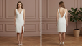 Simple Slit Wedding Dress Deep V-Neck Sleeveless Short Bridal