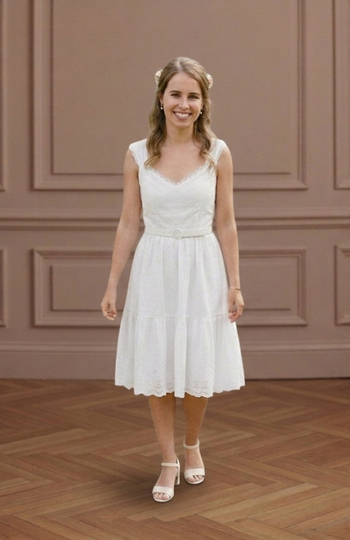 Casual White Wedding Dress Simple Short Knee Length Sundress