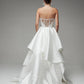 Structured and Boned Corset Bodice Wedding Dress Vestido De Novia Bridal Gown Skirt Bow Satin Court Train Dress