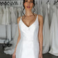 A-Line Mini Brides Party Dresses for Women V Neck Sleeveless Simple Short Wedding Dress with Pocktes Cocktail Gown Bespoke