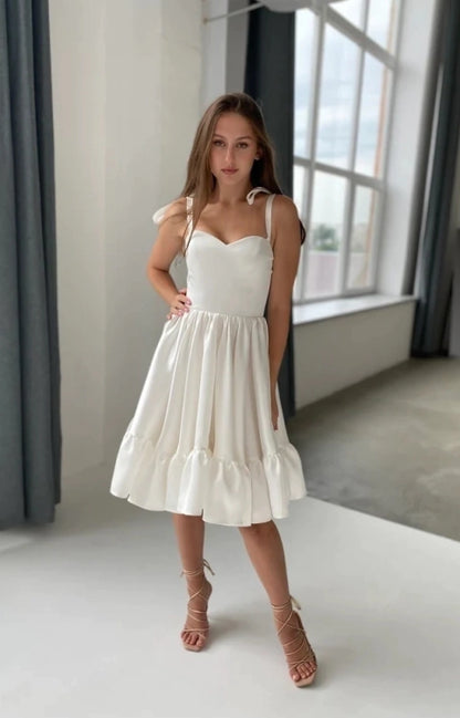 Short A-Line Prom Dresses Sweetheart Sleeveless Wedding Party Dress for Women Knee Length Ruched Homecoming Dresses