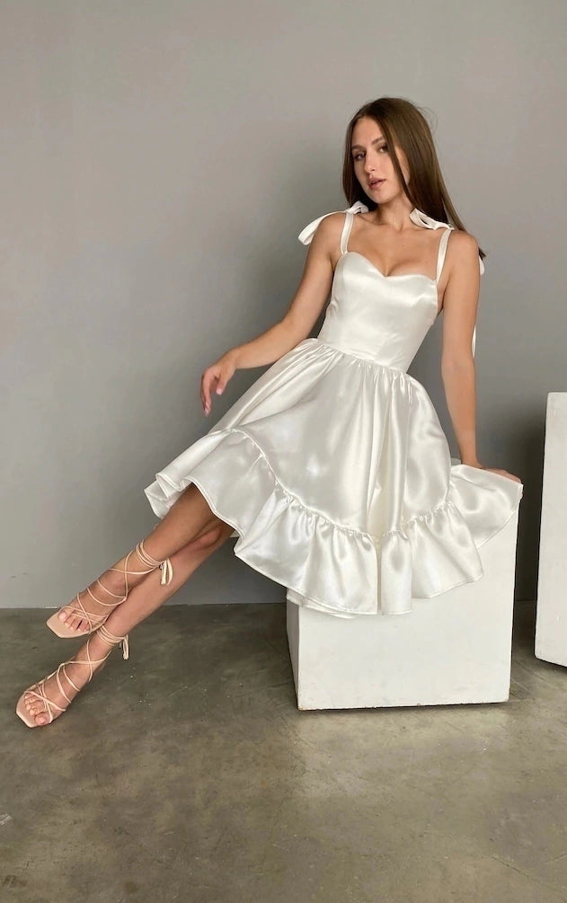 Short A-Line Prom Dresses Sweetheart Sleeveless Wedding Party Dress for Women Knee Length Ruched Homecoming Dresses