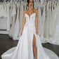 Illusion V-Neck Detail Wedding Dress Bridal Gown Skirt Vestido De Novia Bow Satin Court Train Dress