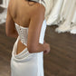 Simple Strapless Straight Neckline Wedding Dress Vestido De Novia Satin Skirt  Bow Court Train Dress  Bridal Gown