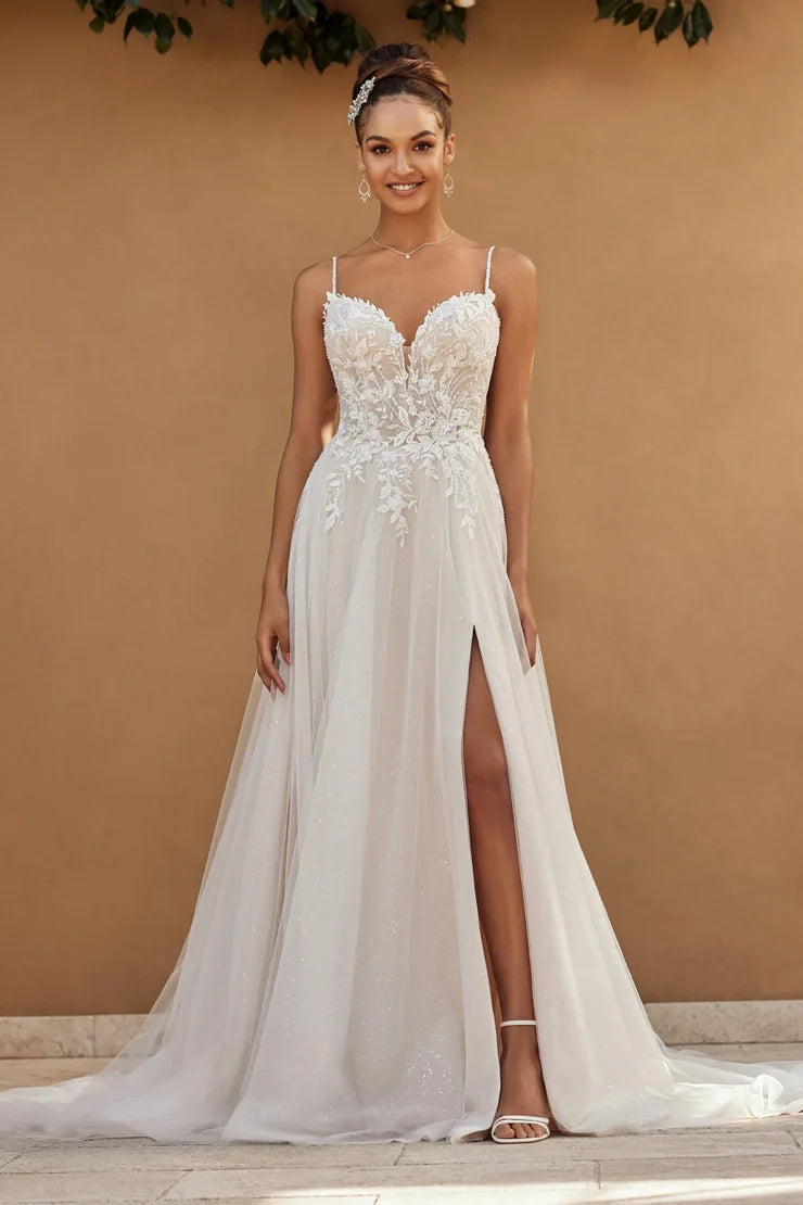 Boho Eleganti abiti da sposa per donne innamorate a-line Appliques in pizzo di pizzo Vestitidos de nolia